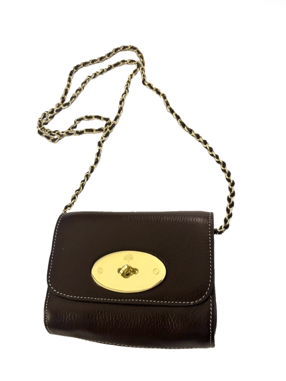 Mulberry Dark Brown Leather Crossbody with Gold Turnlock